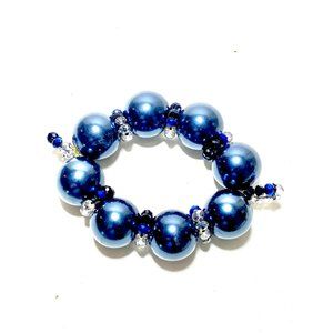 Black Pearl Bracelet with Crystal (Faux/Imitation Pearl with simulated crystals)